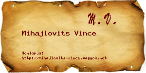 Mihajlovits Vince névjegykártya